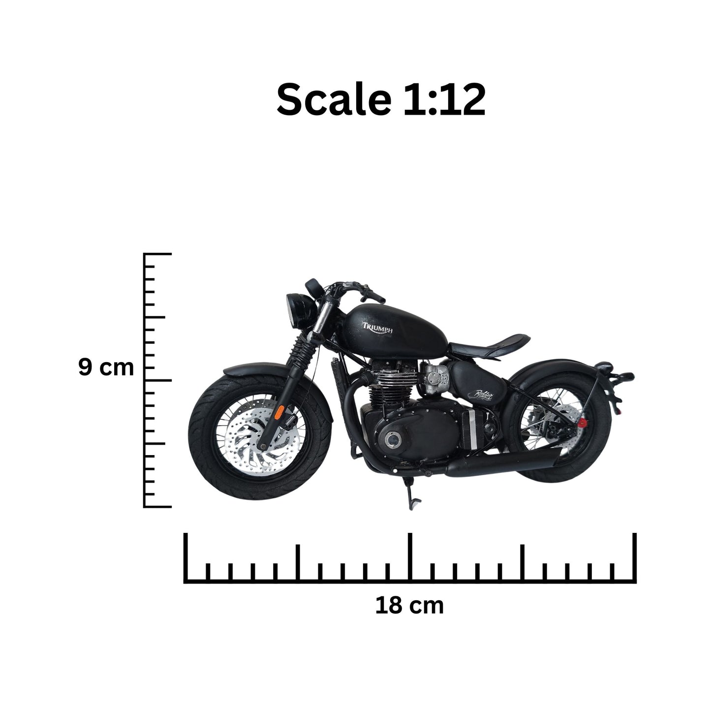 Handmade Miniature Motorcycle Triumph Bobber Black Scale 1:12 Model