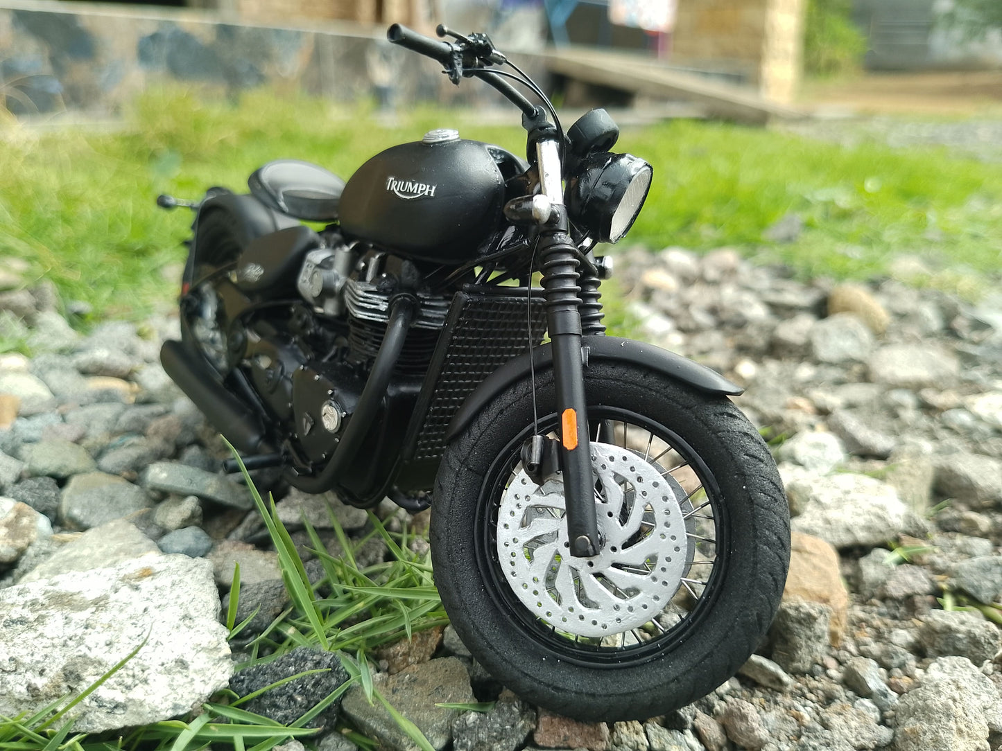 Handmade Miniature Motorcycle Triumph Bobber Black Scale 1:12 Model