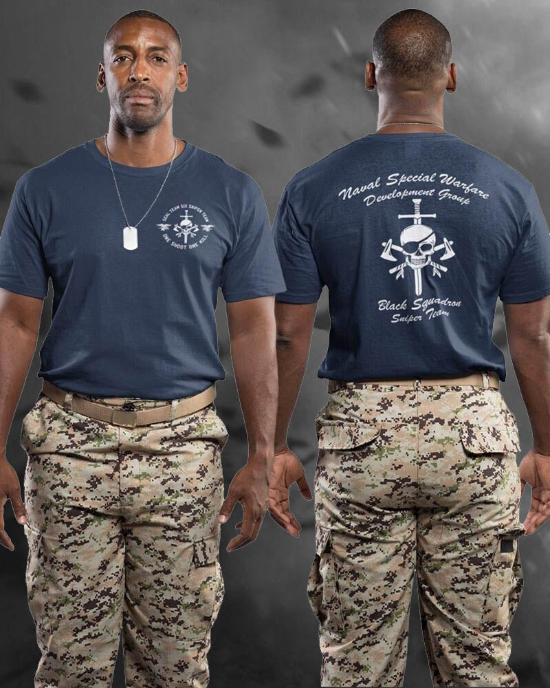 Seal Team Sniper one shoot Naval Special warfare Black Squadron T-shirt