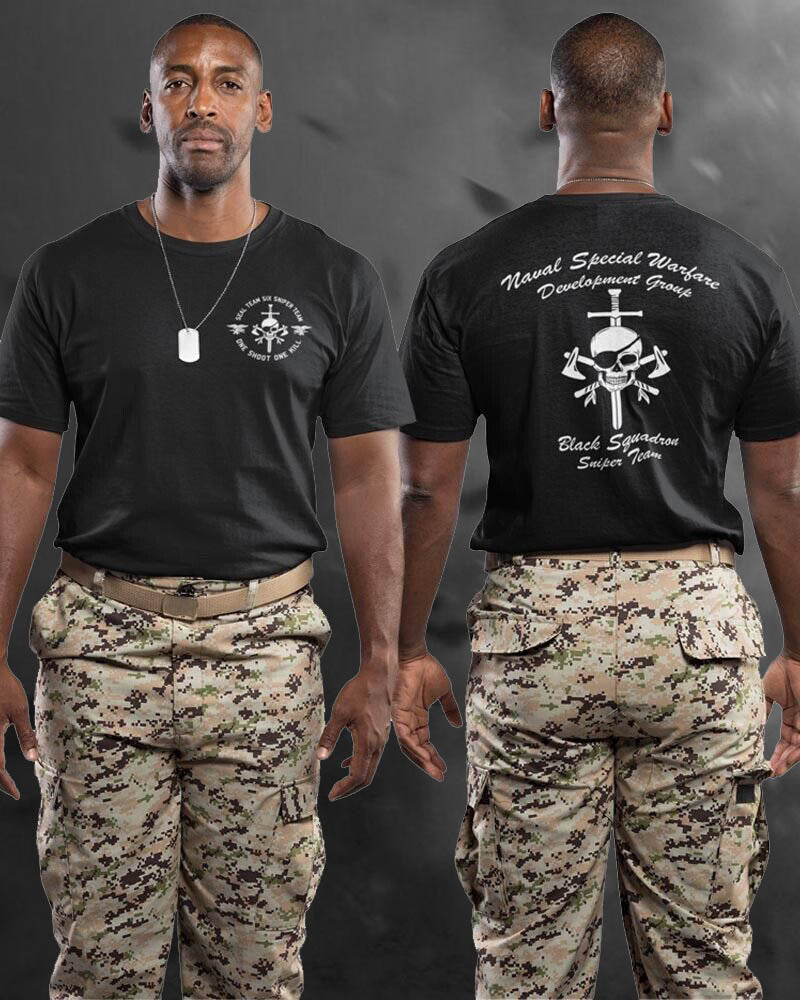 Seal Team Sniper one shoot Naval Special warfare Black Squadron T-shirt